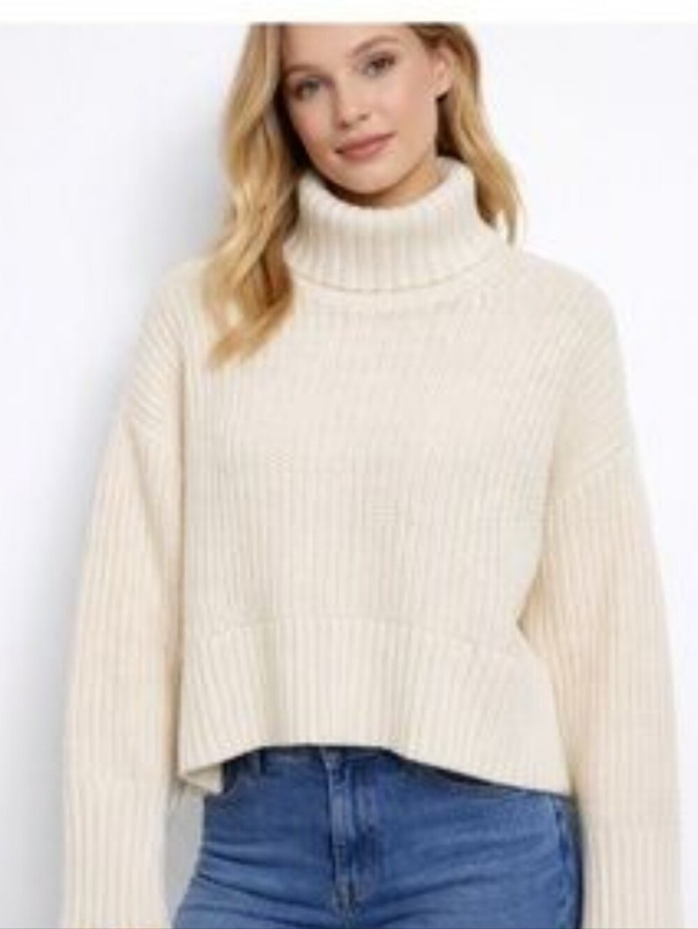 Madewell wide rib cotton blend turtleneck sweater Sz S